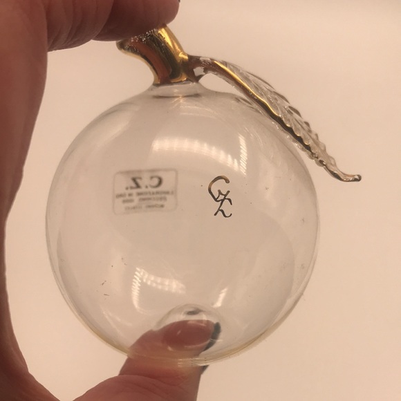C.Z. Lavorazione in Oro Zecchino 1000 Murano Italy Clear Glass w/24k Gold Apple - Picture 3 of 9